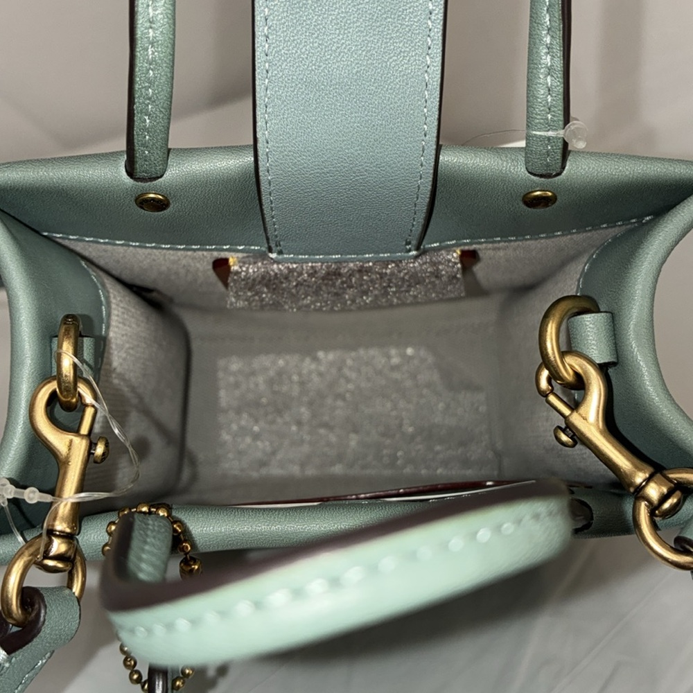 Coach Small Leather Satchel in Seafoam Green with Gold Hardware - Picture 5 of 11